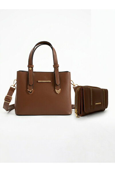 H&D COLLECTİON Γυναικεία τσάντα ώμου από συνθετικό δέρμα και σετ πορτοφολιού ...