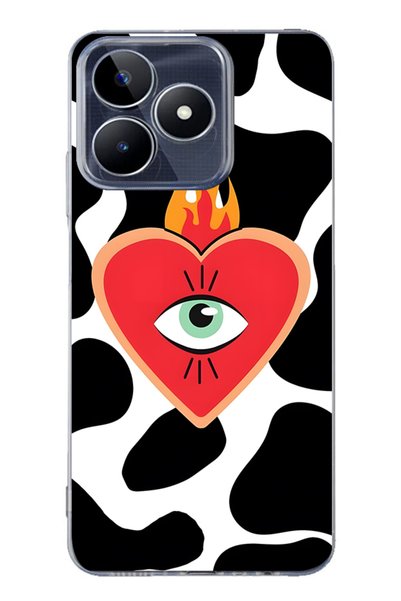 FLAMENKO Realme Note 50 4g Compatible Transparent Phone Case with Flame Heart...