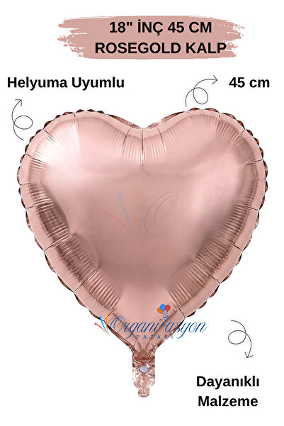 Organizasyon Pazarı 18 Inch 45cm Rose Gold Heart Foil Balloon |   Helium Comp...