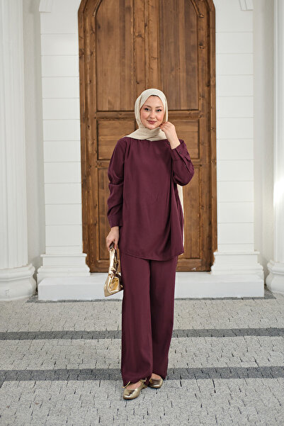 LOCCO Γυναικείο κοστούμι με λεπτομέρεια με κουμπιά στο γιακά, ελαστική μέση, ...