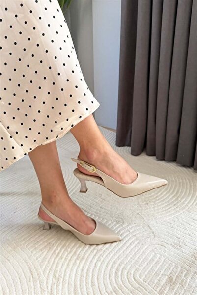 Les Passent Γυναικεία παπούτσια Flow Beige Ruhan με μυτερή μύτη, κοντό τακούν...