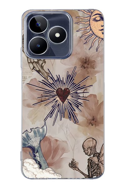 FLAMENKO Realme Note 50 4g Compatible Heart and Butterfly Collage Pattern Tra...