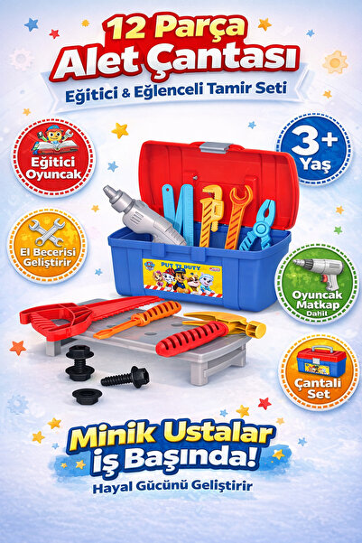 handanca Paw Patrol Alet Çantası | Çocuk Tamir Oyuncak Seti | Motor & Koordin...