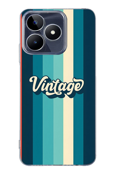 FLAMENKO Realme Note 50 4g Compatible Vintage Patterned Transparent Phone Case