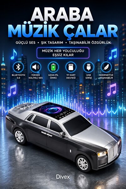Divex Lüks Araba Tasarımlı Bluetooth Hoparlör - Şarjlı Taşınabilir Müzik Çala...