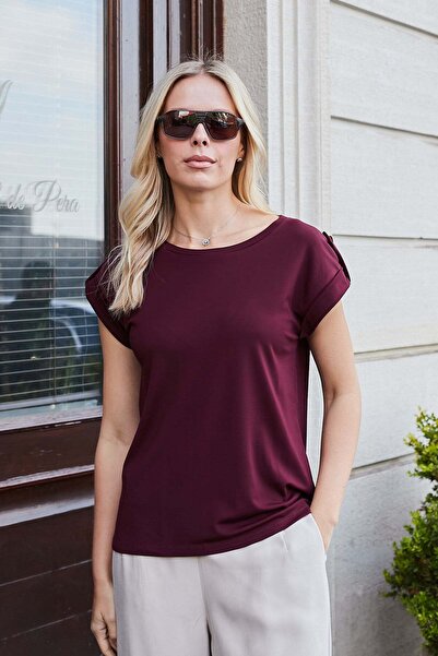 Jument Γυναικεία υψηλής ποιότητας ύφασμα χωρίς λύκρα, φαρδιά λαιμόκοψη, διπλά...