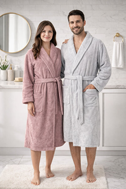 Nilyso Home Jacquard Bathrobe Set 4 Pieces 100% Cotton Soft Textured Bath Set...