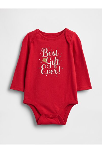 GAP Bebek Kırmızı First Favorites Organik Pamuk Grafik Bodysuit