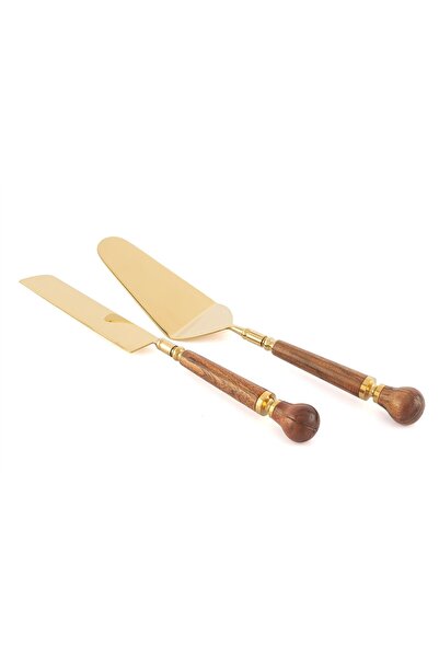 Mikasa Moor Gold Wooden Cake Serving Set