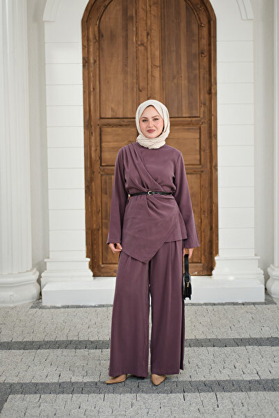 LOCCO Γυναικείο Σετ Παντελονιού με Πλαϊνές Ραφές και Λεπτομέρεια στο Ύφασμα, ...