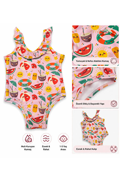 canmana kids&baby Βρεφικό μαγιό για κορίτσια με βολάν, χαριτωμένο σχέδιο με φ...
