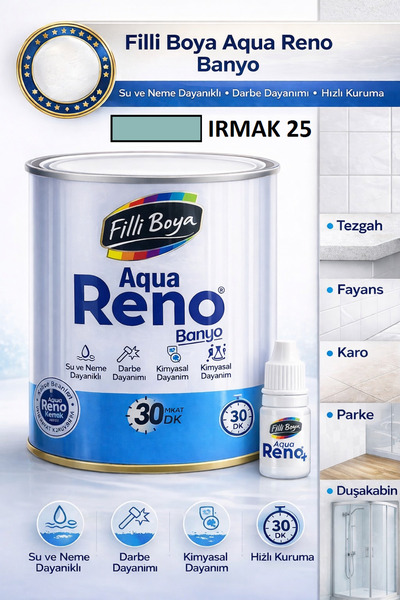 Filli Boya Aqua Reno Banyo Dönüşüm Boyası–Neme,Darbeye ve Kimyasala Dayanıklı...