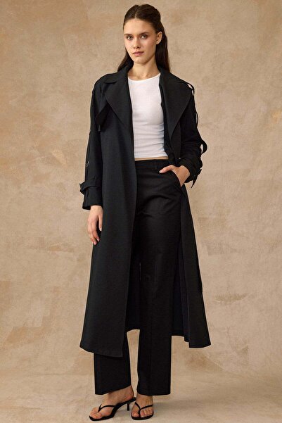 Olcay Λεπτή καμπαρντίνα από μαλακό ύφασμα χωρίς επένδυση με μεταλλικά αξεσουά...