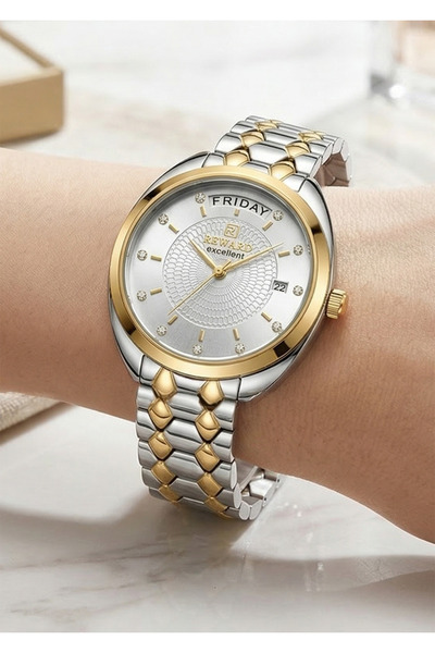 Reward Women's Silver Gold Metal Cord White Dial Day Date Calendar Wristwatch...