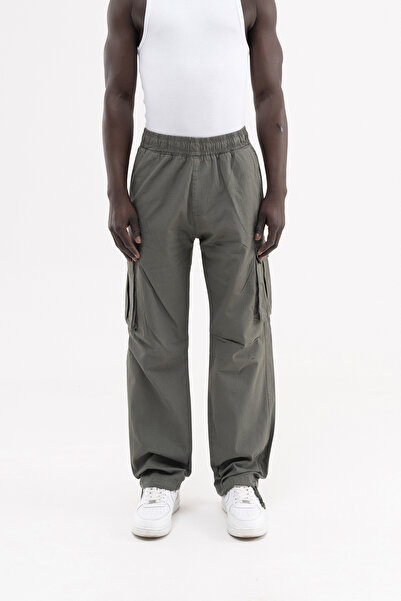 Machinist Men's Pocket Cargo Baggy Jean Trousers Khaki