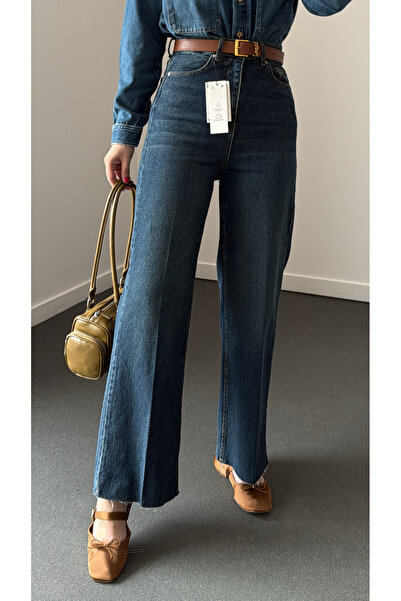 Narferita Toskana Yüksek Bel Crop Wide Leg Jeans