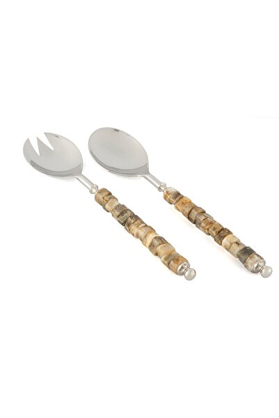 Mikasa Moor Silver Coffee Stone Salad Serving Set