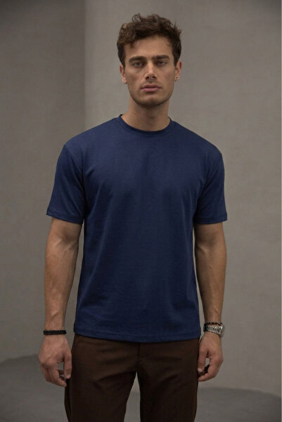 Bürke Μπλουζάκι με λαιμόκοψη Basic Crew σε στάνταρ γραμμή, σε μπλε ναυτικό χρώμα