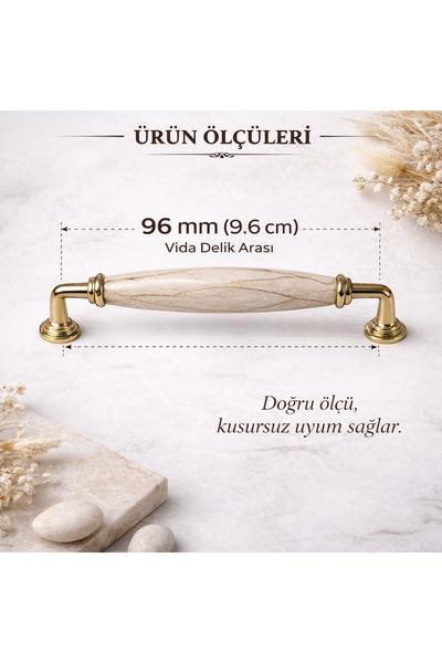 Porcellana Perla 96 mm(9,6 cm)-Porselen Dolap Kulbu Altın–Mutfak Banyo Vestiy...