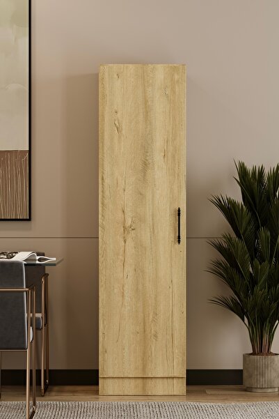 Mufi WooD Lefkas Meşe Çok Amaçlı Dolap MDF Tek Kapaklı Raflı Banyo Mutfak Kil...