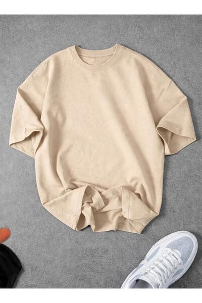 KOZİA OUTDOORS Men's Women's Basic Crew Neck Oversized Plain T-Shirt
