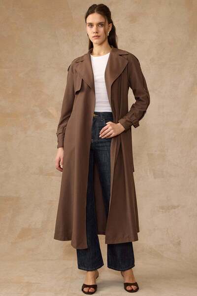 Olcay Λεπτή καμπαρντίνα από μαλακό ύφασμα χωρίς επένδυση με μεταλλικά αξεσουά...