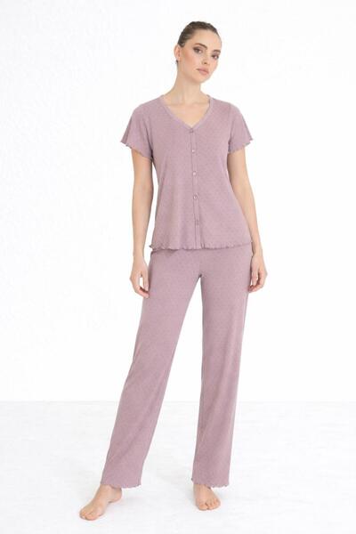 ROYAM Set de pijamale pentru femei Seamlife, 100% bumbac, cu model inimioare,...