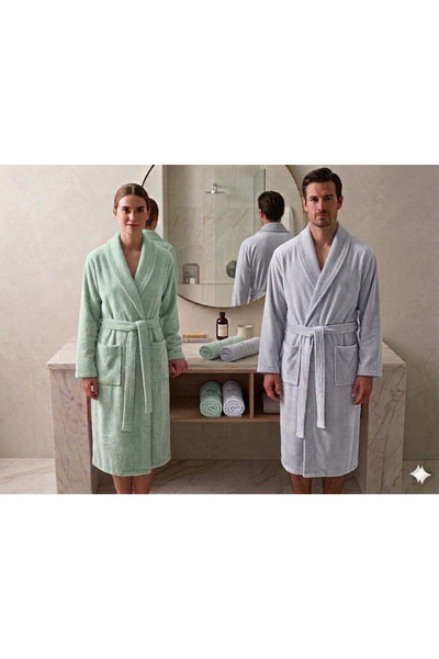 Nilyso Home Jacquard Bathrobe Set 4 Pieces 100% Cotton Soft Textured Bath Set...