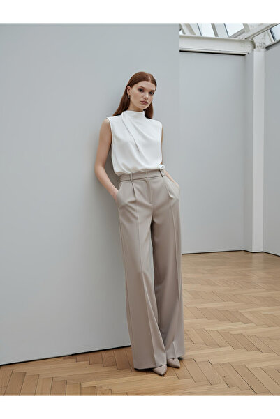 PERA MODA Γυναικείο πουκάμισο με ψηλό λαιμό, χωρίς εμφάνιση μηδενικού μανίκι