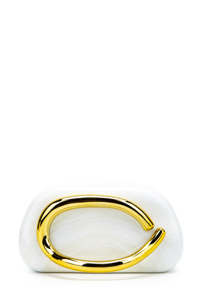 minebag Γυναικεία βραδινή τσάντα φορέματος με χρυσό δαχτυλίδι και λεπτομέρειε...