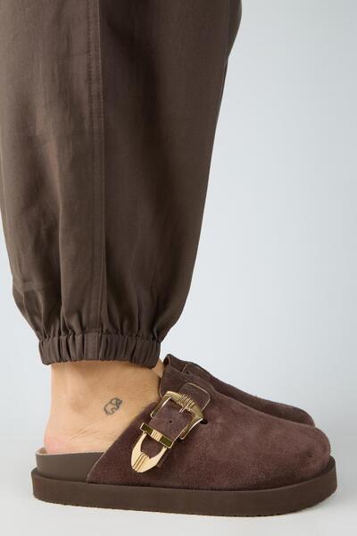 Manijero (Sofia) Γυναικείες παντόφλες από γνήσιο δέρμα Sabo Platform σε καφέ ...