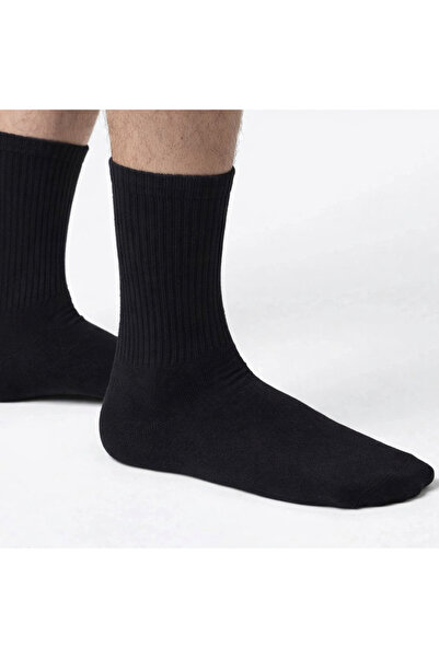 Pinpery 6’lı Paket 3 Siyah 3 Beyaz Unisex Soket Orta Boy Tenisci Çorabı