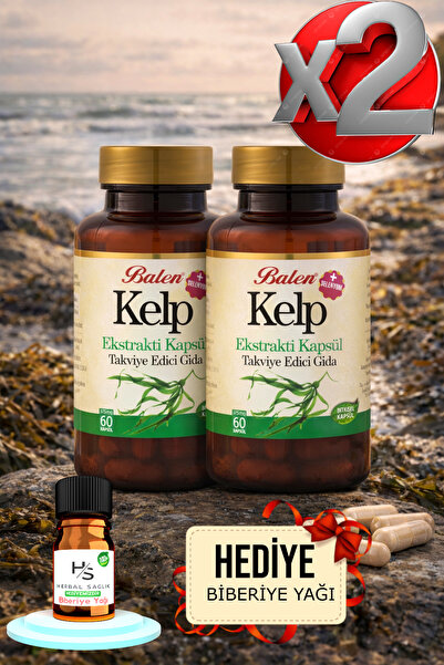 Balen 2 Adet Kelp Ekstraktı ve Selenyum İçeren Kapsül 375 Mg 60 Adet Takviye ...