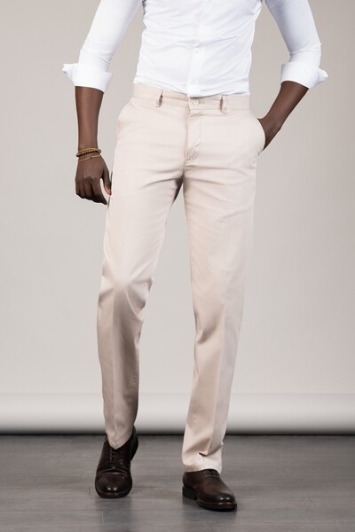 NOTRA Κλασικό καλοκαιρινό παντελόνι από βαμβακερή υφασμένη ύφασμα γαμπαρντίνα...