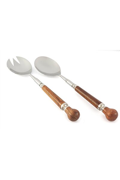 Mikasa Moor Silver Wooden Salad Serving Set