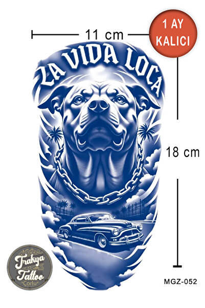 Trakya Tattoo 1 Ay Kalıcı Dövme Yarım Kol Pitbull Köpek Geçici Dövme