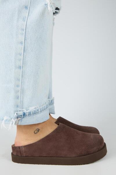 Manijero (Jana) Γυναικείες παντόφλες από γνήσιο δέρμα, επίπεδης πλατφόρμας, κ...