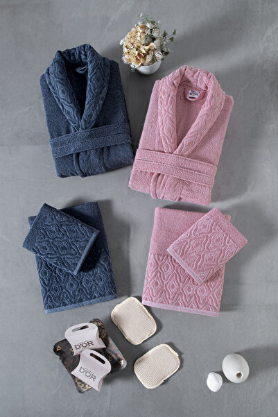 Mürdüm Home Σετ οικογενειακών μπουρνούζια Hira 10 τεμαχίων - 100% βαμβάκι, πο...