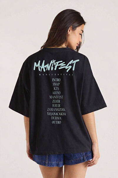barsdepo Μπλουζάκι με στάμπα Manifest, Oversize Unisex Μπλουζάκι για Παιδιά /...