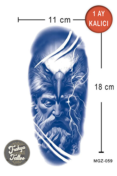 Trakya Tattoo 1 Ay Kalıcı Dövme Yarım Kol Odin ve Kartal Geçici Dövme