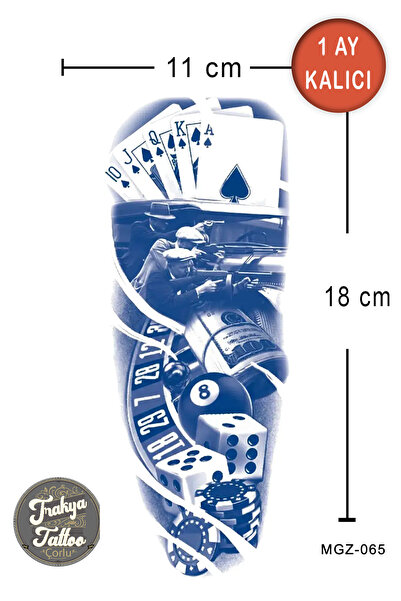 Trakya Tattoo 1 Ay Kalıcı Dövme Yarım Kol Poker Geçici Dövme