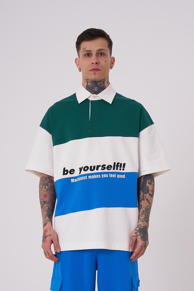 Machinist Ανδρικό μπλουζάκι Be Yourself Polo με λαιμόκοψη Oversize σε χρώμα Ε...