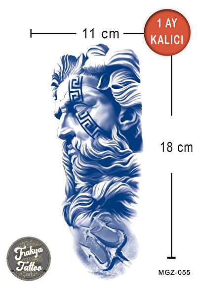 Trakya Tattoo 1 Ay Kalıcı Dövme Yarım Kol Poseidon Geçici Dövme