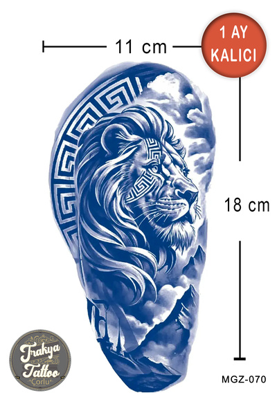 Trakya Tattoo 1 Ay Kalıcı Dövme Yarım Kol Aslan Geçici Dövme
