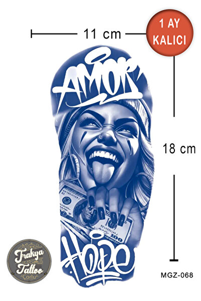 Trakya Tattoo 1 Ay Kalıcı Dövme Yarım Kol Chicano Geçici Dövme