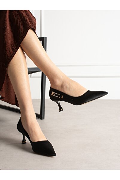 ALEMDAR AYAKKABI Γυναικεία παπούτσια SEDLEY μαύρα σατέν με τακούνι