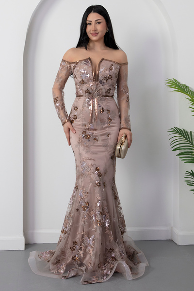 PULLIMM Φόρεμα από τούλι με λεπτομέρειες από παγιέτες και λαιμόκοψη  "ποδήλατ...