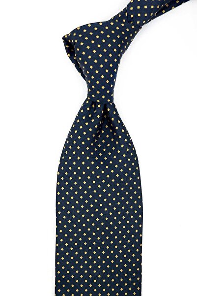 Kravatkolik Yellow - Black Small Pattern Italian Silk Tie Ik2371