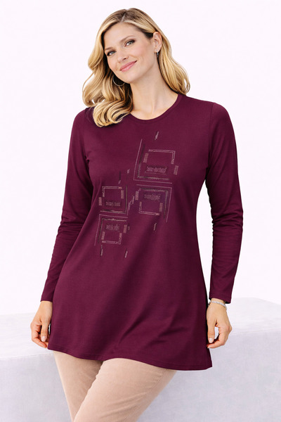 Mutlu City Women's Combed Cotton Tunic for Middle Age and Above Mothers 4747