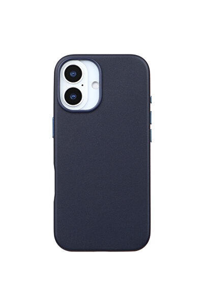 Casen iPhone 17 Vegan Deri Gizli MagSafe Kılıf Lacivert Renk Premium Kamera K...
